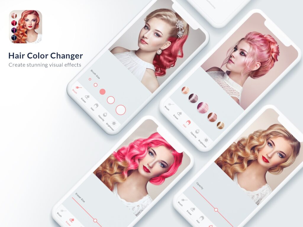 Hair Color Changer Mobile App UI design